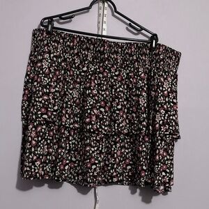Lane Bryant Black and Pink Floral Mini Skirt